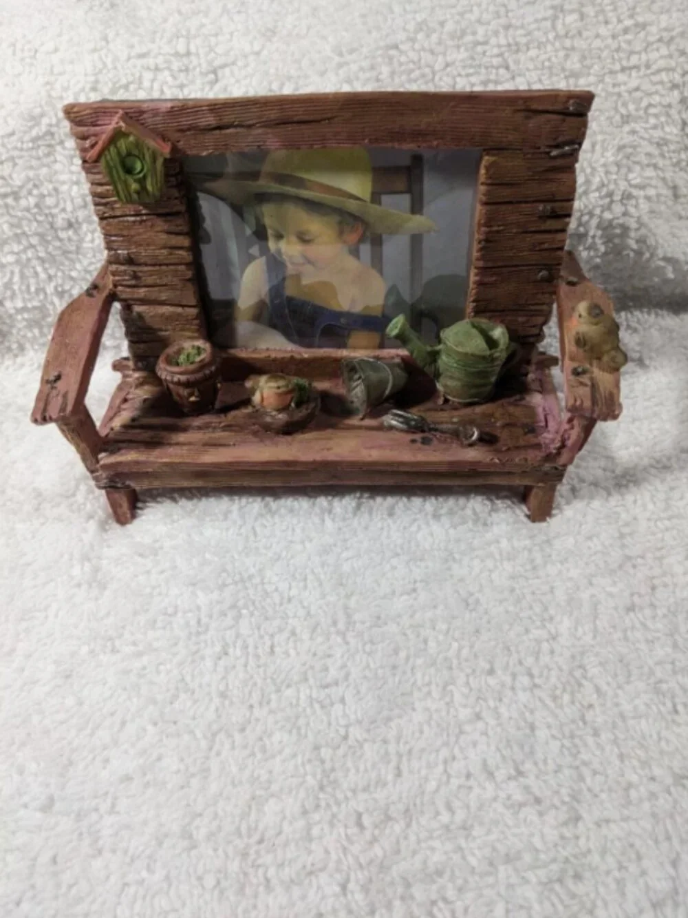Bench Picture Frame Shaped Like an Old Log Bench Gift/Cottage Chic/Decor/ VTG